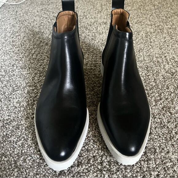 Everlane The Street Smooth Leather Ankle Boot Black White Size 10 - Picture 4 of 9
